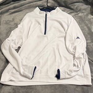 Adidas White Quarter-Zip Pullover